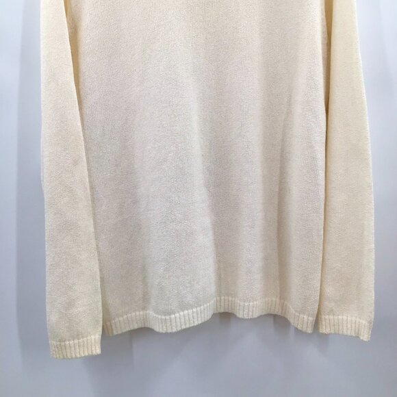 Vintage 1X Winter Flowers Sweater Embroidered Iridescent Sequin Ivory Gold L/S - Picture 10 of 13